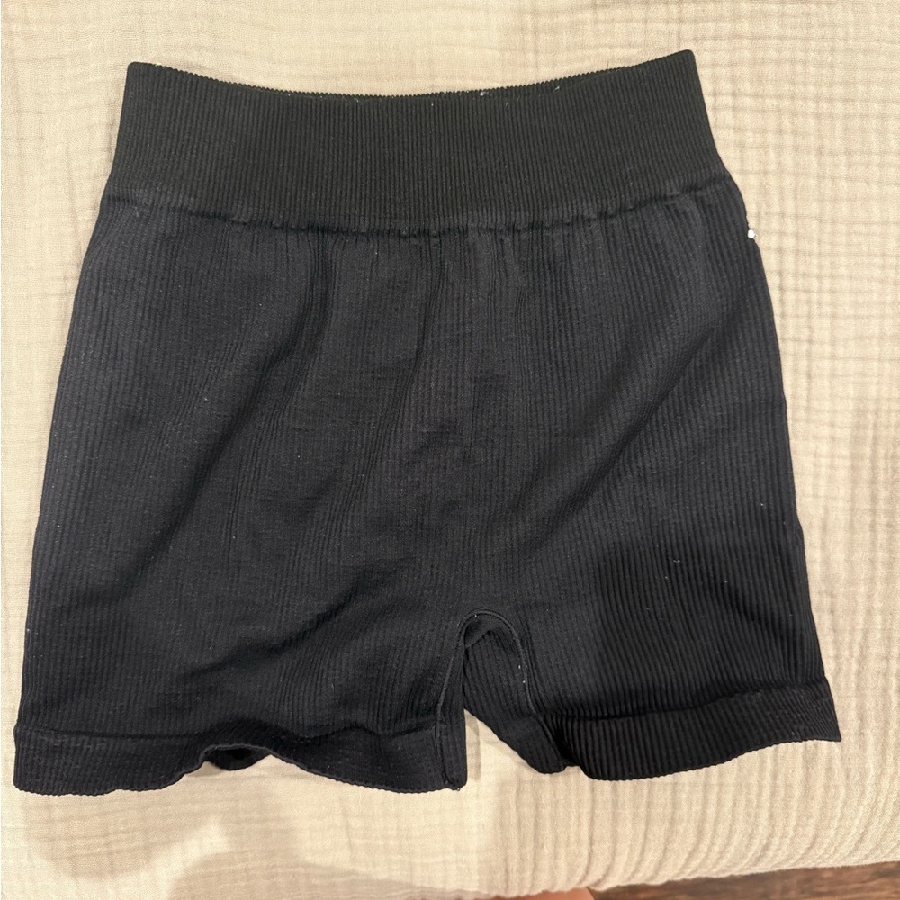 FP Movement by Free People Black Ribbed Bike Shorts